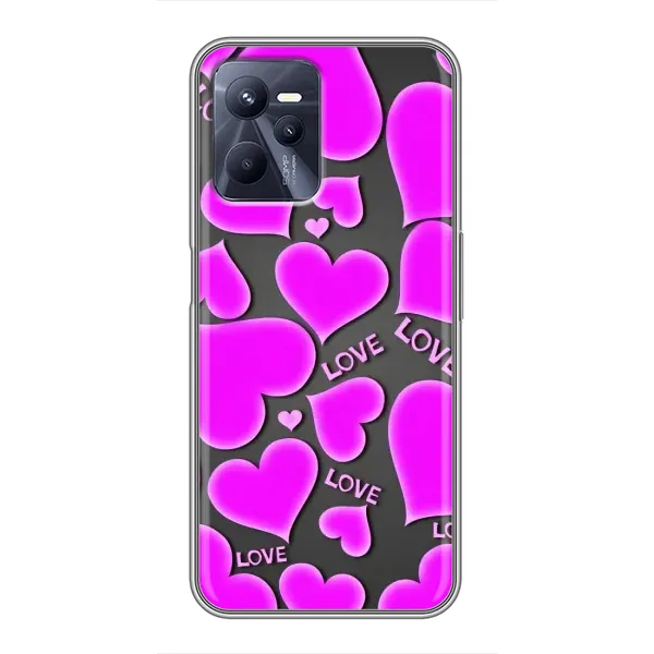Чохол з принтом «Pink hearts» для Realme C35