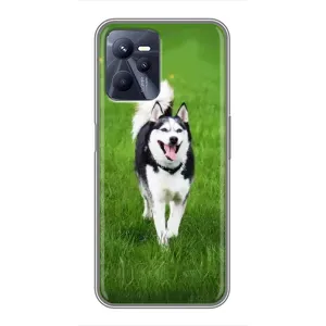 Чехол с Хаски для Realme C35 - (AlphaPrint) (Радостный Хаски)