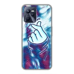 Чехол с принтом для Realme C35 (AlphaPrint - Знак сердечка) (Радужное сердце)