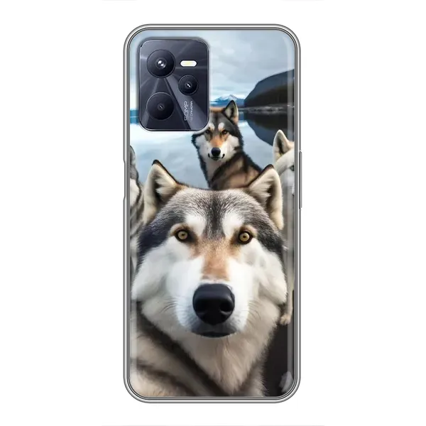 Чехол с принтом «Селфи ХАски» для Realme C35 Чехол с принтом «Селфи ХАски» для Realme C35