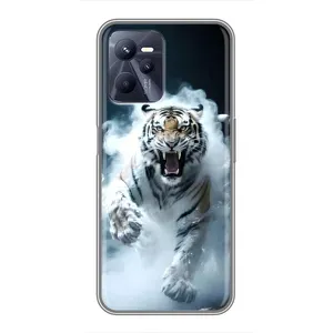 Чехол с картинкой «Хищники» для Realme C35 (Белый тигр в дыму)