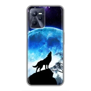 Защитные чехлы для Реалми С35 (AlphaPrint) (ХИТ продаж) ВОЛК (Волк на луну)