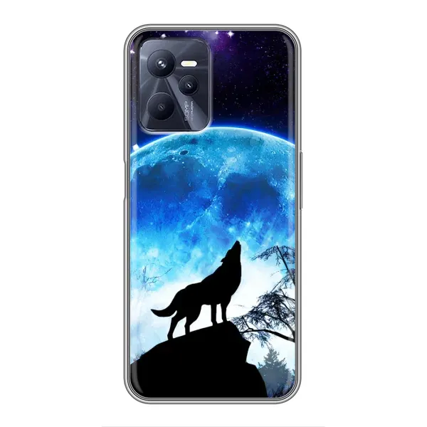 Чехол с принтом «Волк на луну» для Realme C35