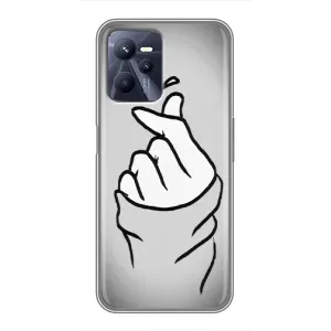 Чехол с принтом для Realme C35 (AlphaPrint - Знак сердечка) (Значок Love)