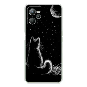 Чохол з принтом для Realme C36 (AlphaPrint) Модні коти (Котик і місяць)