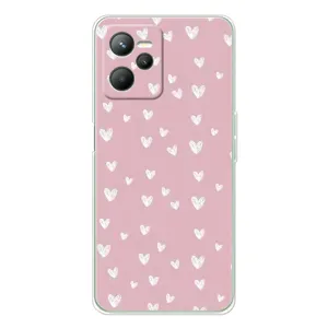Чохол з розовим принтом для Realme C36 (Сердечки на рожевому)