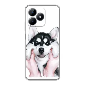 Чохол з Хаскі Realme C51 - (AlphaPrint) (Хаскі улибака)