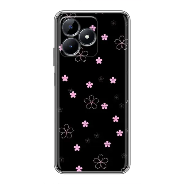 Чехол с принтом «Розовые цветы на черном» для Realme C51 Чехол с принтом «Розовые цветы на черном» для Realme C51