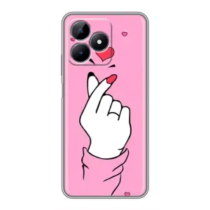 Чехол с принтом для Realme C51 (AlphaPrint - Знак сердечка)
