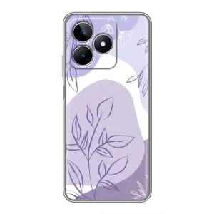 Силконовий чохол з принтом в квітах на Realme C53 (Фіолетове листя абстракція)