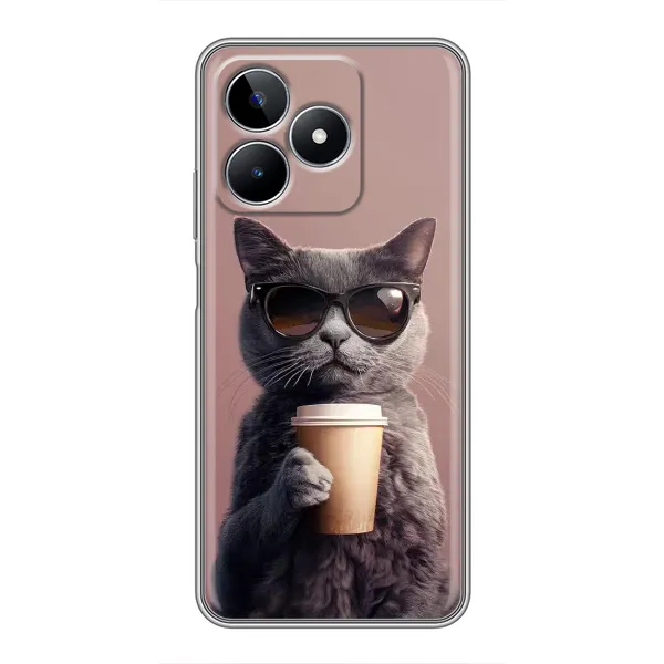 Чехол с принтом «Кот с кофе» для Realme C53