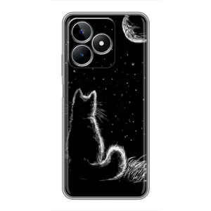 Чохол з принтом для Realme C53 (AlphaPrint) Модні коти (Котик і місяць)