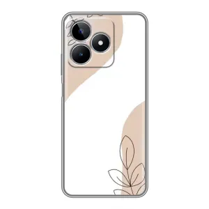 Силконовий чохол з принтом в квітах на Realme C53 (Нюдова гілочка абстракція)