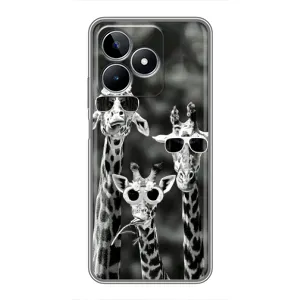 Силіконовий чохол з КАРТИНКАМИ літо для Realme C53 (AlphaPrint) (Жирафи в окулярах)