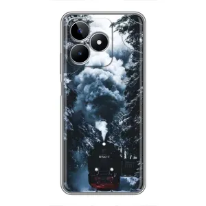 Новогодние, Праздничные Чехлы для Realme C53 - 2024 год (Зимний поезд)