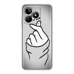 Чохол з принтом для Realme C53 (AlphaPrint - Знак сердечка) (Значок Love)