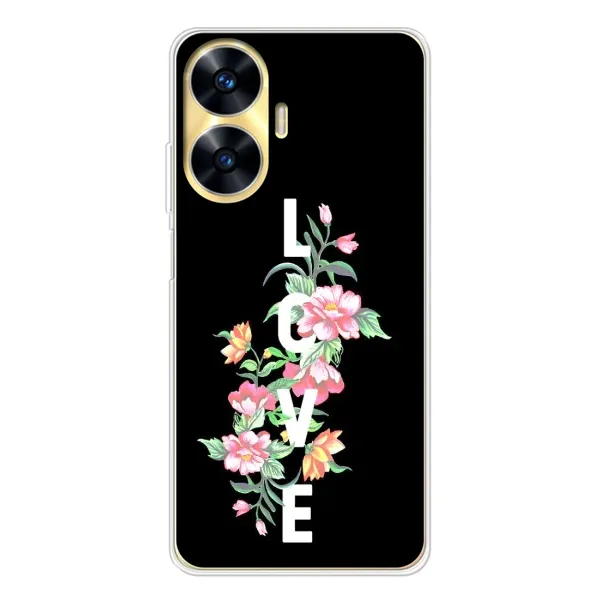 Чехол с принтом «Цветы LOVE» для Realme C55 Чехол с принтом «Цветы LOVE» для Realme C55