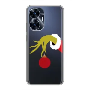 Зимні Чохли для РiалMi С55 - прозорий фон (Грінч з іграшкою)