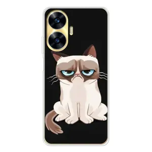 Чехол с принтом для Realme C55 (AlphaPrint) Модные коты (Грустный кот)