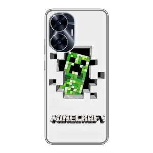 Чехол Майнкрафт на Realme C55 (AlphaPrint) Minecraft (крипер Майнкрафт)