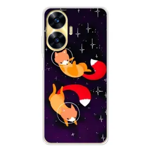Чехлы с картинкой Лисички для Realme C55 (VPrint) (Лисички космонавты)
