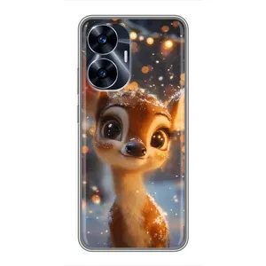 Яскравий чохол для Realme C55 з Зимові Оленята (Оленятко серед гірлянд)