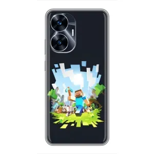 Чехол Майнкрафт на Realme C55 (AlphaPrint) Minecraft (персонажи Minecraft)