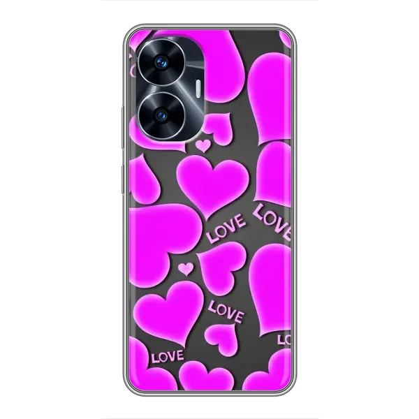 Чехол с принтом «Pink hearts» для Realme C55 Чехол с принтом «Pink hearts» для Realme C55