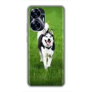 Чехол с Хаски для Realme C55 - (AlphaPrint) (Радостный Хаски)