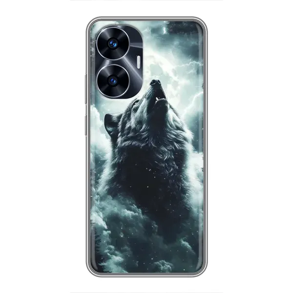 Чохол з принтом «Вовк у хмарах» для Realme C55 Чохол з принтом «Вовк у хмарах» для Realme C55