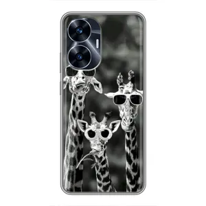 Силіконовий чохол з КАРТИНКАМИ літо для Realme C55 (AlphaPrint) (Жирафи в окулярах)