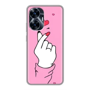 Чехол с принтом для Realme C55 (AlphaPrint - Знак сердечка)