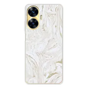 Мраморный чехол на Realme C56 (VPrint) (Белый мрамор)