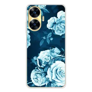 Чехлы (ART) Цветы на Realme C56 (VPrint) (Голубые Бутоны)