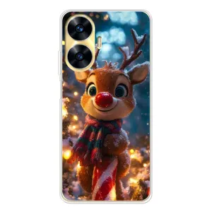 Яскравий чохол для Realme C56 з Зимові Оленята (Олень з шарфом)