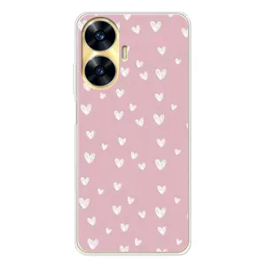 Чехол с розовым рисунком для Realme C56 (Сердечки на розовом)