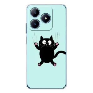Чохол з принтом для Realme C61 (AlphaPrint) Модні коти (Падаючий кіт)