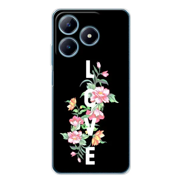 Чехол с принтом «Цветы LOVE» для Realme C63 4G