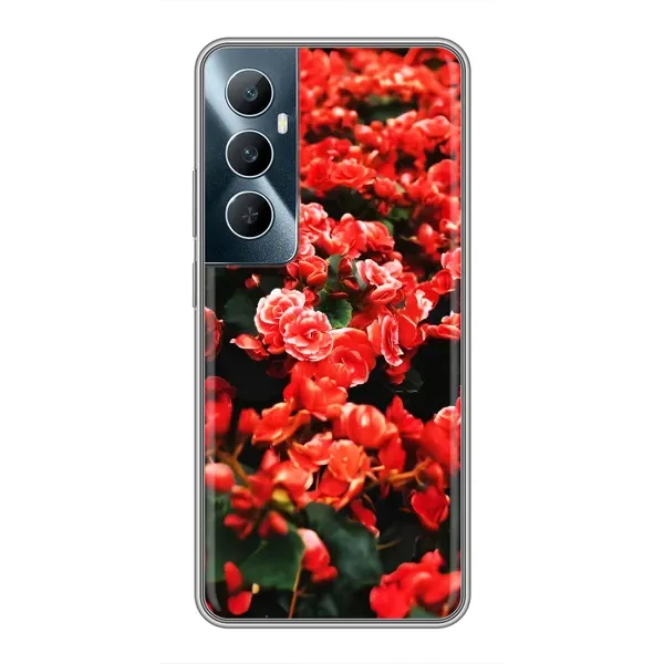 Чехол с принтом «Цветы красные» для Realme C65 Чехол с принтом «Цветы красные» для Realme C65