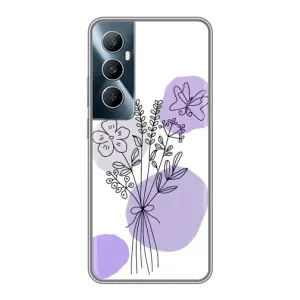Силконовий чохол з принтом в квітах на Realme C65 (Букет фіолетова абстракція)