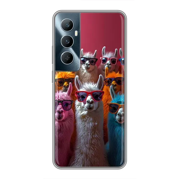 Чехол с принтом «Ламы в очках» для Realme C65