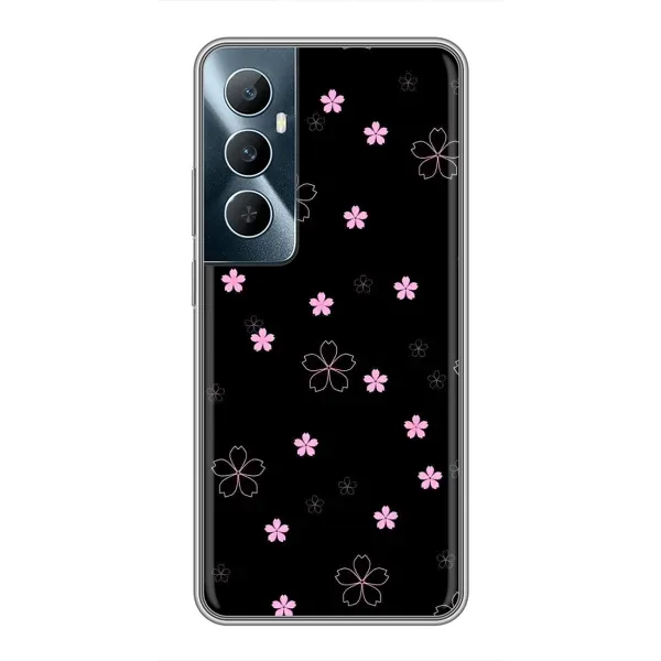 Чохол з принтом «Рожеві квіти на чорному» для Realme C65 Чохол з принтом «Рожеві квіти на чорному» для Realme C65