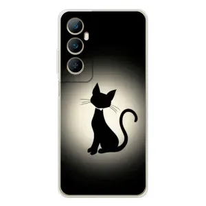 Чехол с принтом для Realme C66 (AlphaPrint) Модные коты (Силуэт котика)