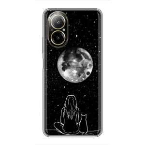 Чехол с рисунком кот на Realme C67 (Девушка с котом)
