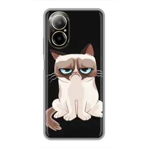Чехол с принтом для Realme C67 (AlphaPrint) Модные коты (Грустный кот)