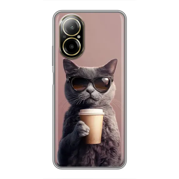 Чехол с принтом «Кот с кофе» для Realme C67