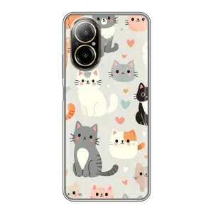 Чехол с рисунком кот на Realme C67 (Коллаж котов)
