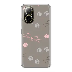 Чехол с рисунком кот на Realme C67 (Лапы и усы)