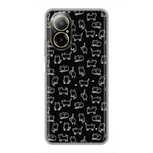 Чехол с принтом для Realme C67 (AlphaPrint) Модные коты (Меленькие котики)