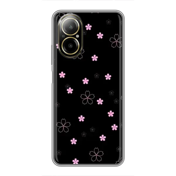 Чохол з принтом «Рожеві квіти на чорному» для Realme C67